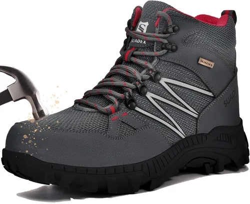Vista 7 de SUADEX - Botas de puntera de acero para hombre, Botas de trabajo indestructibles para mujer, Zapatos de construcción, punta compuesta