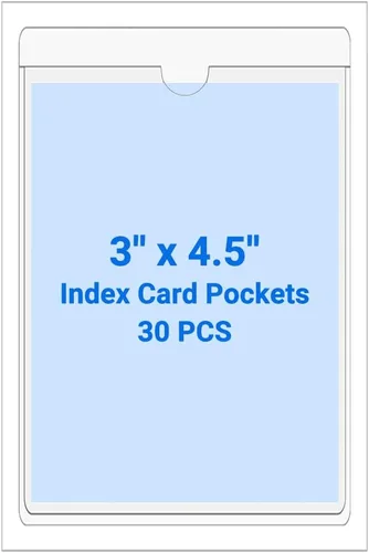 Vista 107 de 30 PCS Clear Self Adhesive Plastic Label Pockets, Top Loading Business & Library Index Card Holders, Peel and Stick Sleeves for Storage Bins, Totes