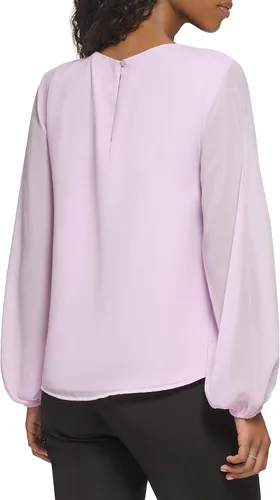 Vista 3 de Calvin Klein Blusa de gasa de poliéster de manga larga para mujer