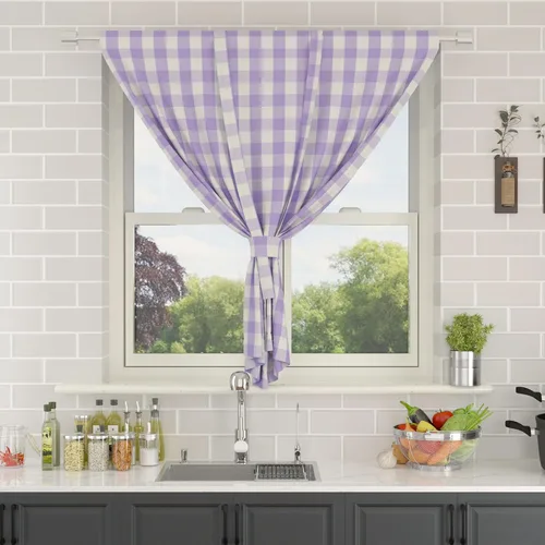 Vista 258 de Cenefas de cortina para ventana de 16 pulgadas de largo, 2 paneles de cuadros búfalo, cortinas pequeñas con bolsillo para barra, estilo clásico