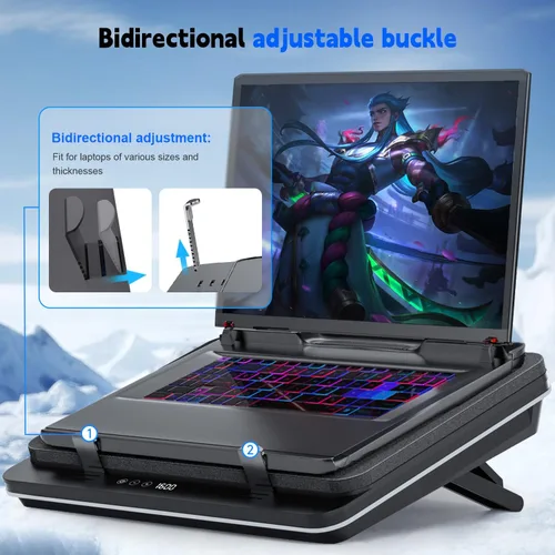 Vista 4 de IETS GT600 Almohadilla de enfriamiento para laptop equipada con turboventilador gigante (14 cm de diámetro), espuma sellada para enfriamiento rápido