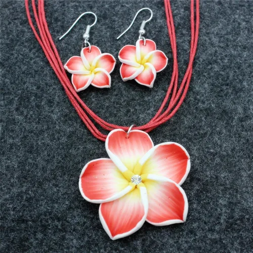 Vista 2 de Dearanswer - Juego de collar de flores, aretes colgantes, collar de cuerda de cera, dulce y elegante joyería para mujer