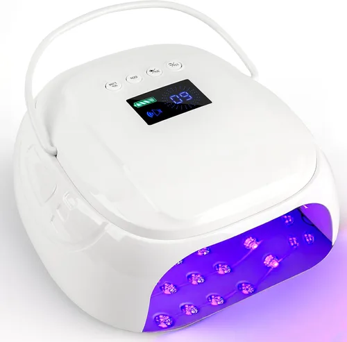 Vista 12 de Lámpara de uñas LED UV recargable de 126 W, secador de uñas inalámbrico portátil con sensor automático y 4 ajustes de temporizador, lámpara de Negro