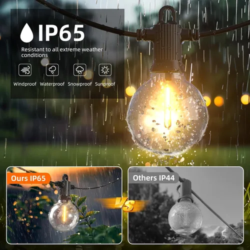 Vista 3 de Kawaya Tira de luces LED de 240 pies para exteriores, impermeable, regulable, G40, globo G40, iluminación para exteriores con 120 + 4 bombillas