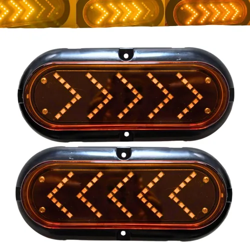 Vista 7 de Luz trasera de remolque de 6 pulgadas, color ámbar, 45 LED, secuencial, con flecha secuencial, para remolque, luces indicadoras de señal ovalada