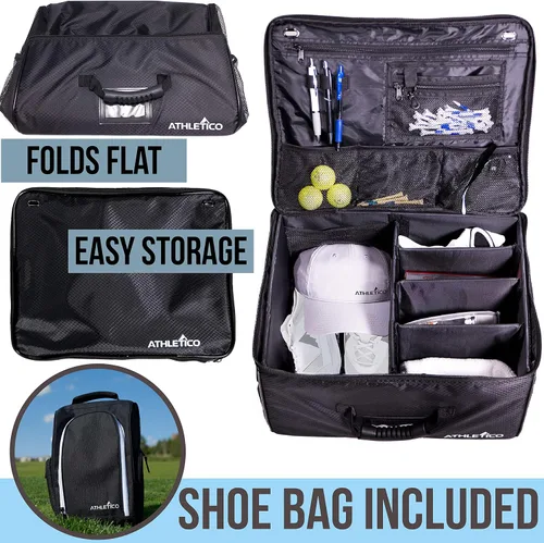Vista 5 de Athletico Organizador de maletero de golf + bolsa de zapatos (negro)