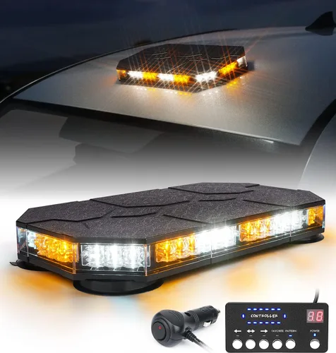 Vista 10 de LUMENIX - Barra de luces estroboscópicas LED para techo con controlador magnético, luces de advertencia de tráfico de emergencia, seguridad rojo azul