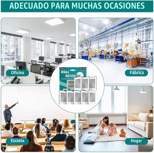 Vista 6 de 8 piezas de parche de paneles de yeso de 4 pulgadas, parches de reparación de pared, kit de reparación de agujeros de pared de yeso autoadhesivo