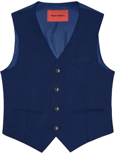 Vista 4 de Happy Dolphin Boys Vest Set 4-Piece Suits Vest Kids Slim Fit Formal Vest with Suit Vest Pants Dress and Colorful Tie