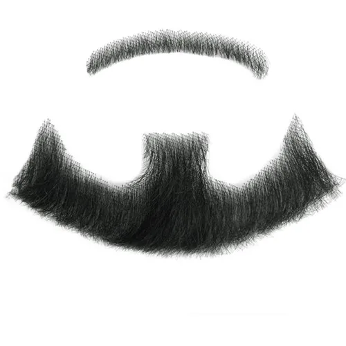 Vista 7 de 100% cabello humano atado a mano completa, encaje invisible, barbas falsas, barba falsa y bigote para hombres, entretenimiento realista, drama, Negro