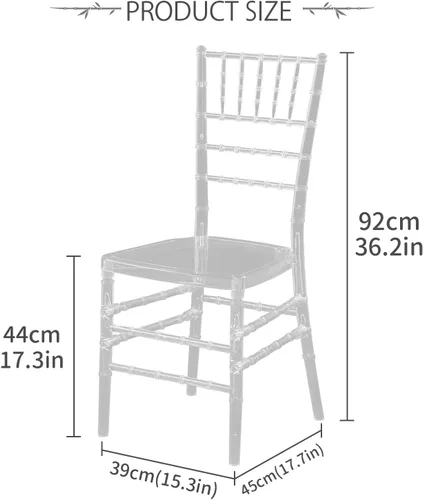 Vista 2 de BOOSDEN Sillas Chiavari transparentes, Silla de plástico acrílico transparente, sillas de comedor sin brazos, Silla Chiavari transparente resistente