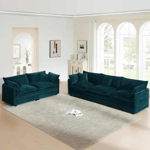 Vista 109 de 76.7" Cloud Couch for Living Room, Deep Seat Loveseat Sofa, Beige Breathable Chenille, 2-Seats Couch for Apartment Small Spaces, Pocket Spring
