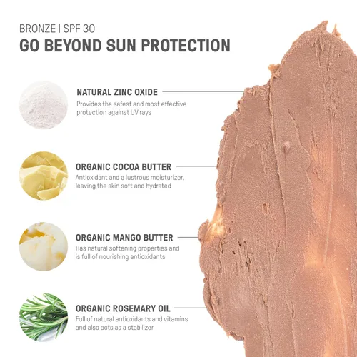 Vista 5 de Crema facial tintada ultra-hidratante Raw Element, protector solar mineral no tóxico para la cara, hidratante diario tintado, óxido de zinc no nano