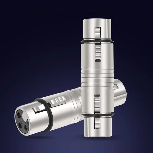 Vista 2 de Adaptador de audio XLR hembra a hembra, conector de acoplamiento de bloqueo seguro, transmisión de señal sin pérdida de 3 pines, extensor de cable