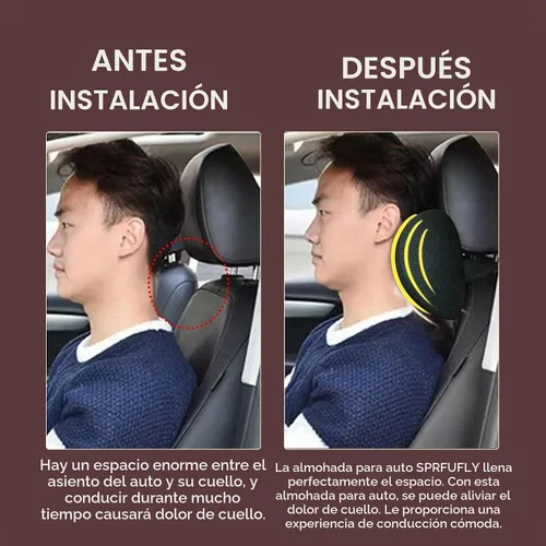 Vista 5 de Almohada súper cómoda para el reposacabezas del coche, almohada para el coche para aliviar el dolor de cuello con correa ajustable, 100% espuma Beige