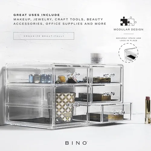 Vista 4 de BINO Organizador de maquillaje de 5 cajones, Lexington Avenue THE MANHATTAN SERIES Cajones de almacenamiento de diseño modular Organizadores