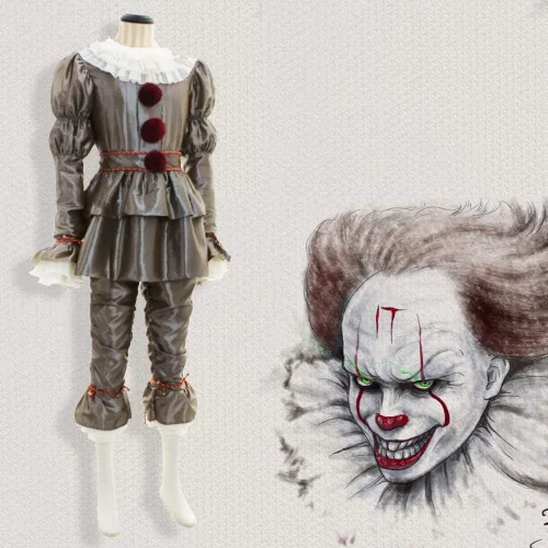 Vista 2 de Beita Halloween Cosplay IT 2 Chapter Clown Outfit Deluxe Movie Costume Silver