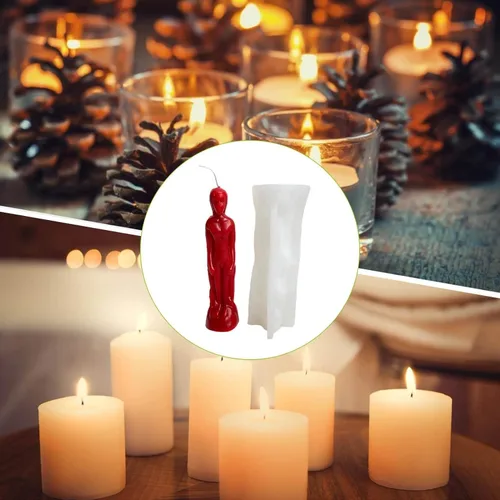 Vista 3 de Molde para hacer velas con forma de hombre, molde de arte de silicona con figura femenina y masculina, suministros de fabricación de moldes de jabón