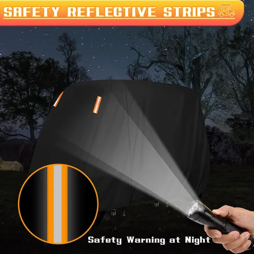 Vista 8 de Funda para carrito de golf para 2/4/6 pasajeros, cubierta para carrito de golf, techo extendido, impermeable, resistente a la intemperie, compatible