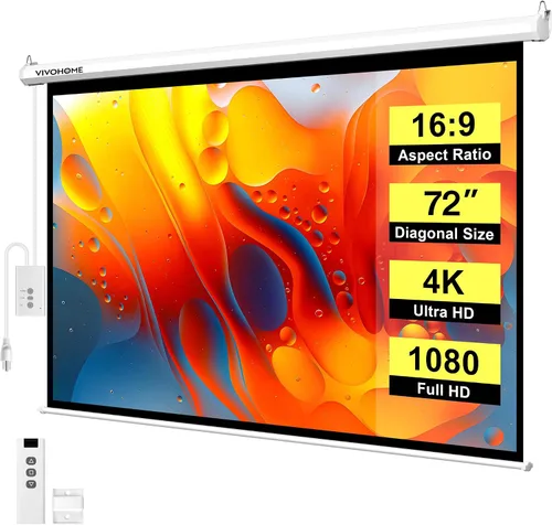 Vista 11 de VIVOHOME Pantalla de proyector motorizada 16:9 de 72 pulgadas con control remoto, pantalla de proyección eléctrica automática, pantalla de cine HD