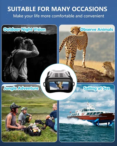 Vista 7 de Gafas de visión nocturna 4K, binoculares, regalo para hombres y adultos, zoom digital 8X, potente luz IR ajustable, visión de hasta 1312 pies