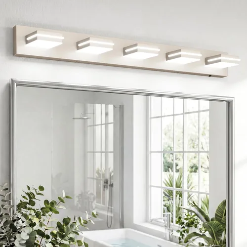 Vista 17 de VOLISUN 5CCT - Lámparas de baño regulables sobre el espejo, modernas lámparas de tocador de baño, cabezal giratorio de 360°, luces LED negras