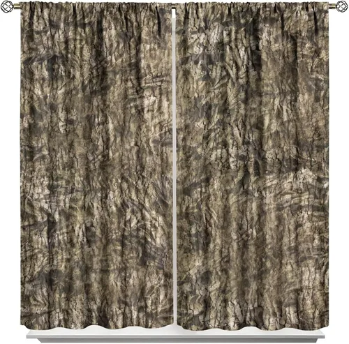 Vista 66 de Cortinas opacas de camuflaje de bosque, animales salvajes, osos, ciervos, alces, con bolsillo para barra, para sala de estar, dormitorio, decoración