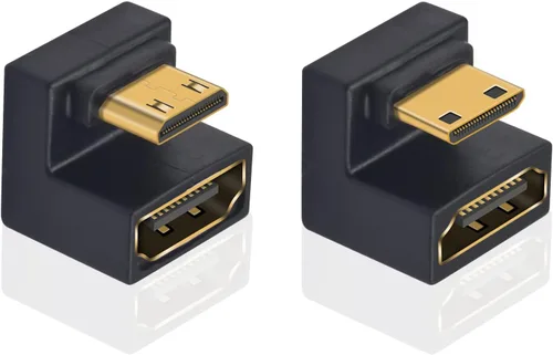 Vista 8 de Poyiccot Adaptador Mini HDMI a HDMI 8K, 90 grados de ángulo izquierdo y recto Mini-HDMI 2.1 convertidor con 48Gbps y 8K @60hz compatible con cámara
