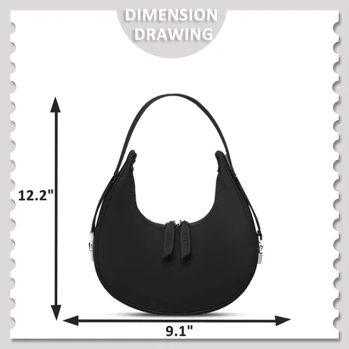 Vista 2 de QTKJ Bolsa para las axilas, bolsa de hombro de cuero, bolsos veganos para mujeres, viajes, trabajo, vacaciones (negro), Negro