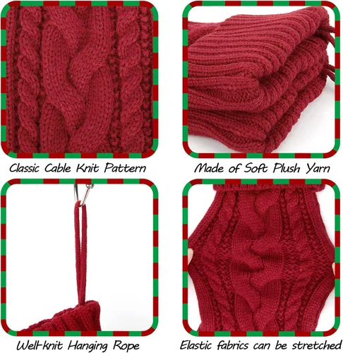 Vista 3 de Christmas Stockings, 18 Inches Knit Christmas Stockings Xmas Hanging Stockings for Family Christmas Decorations