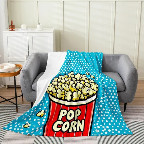 Vista 29 de Feelyou Manta de felpa para cine, manta de franela con patrón de palomitas de maíz para niños, niñas, adolescentes, póster de cine para todas