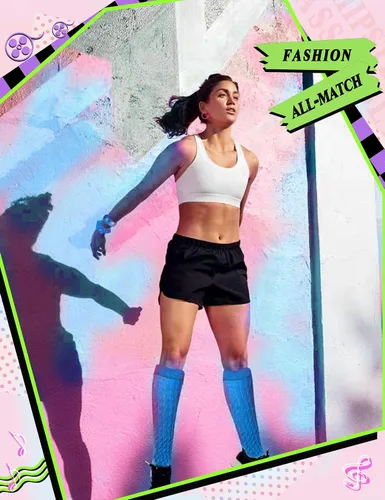 Vista 7 de 4 piezas de accesorios de los años 80 y 90 para mujer, calcetines de neón slouch Scrunch de los años 80, calentadores de piernas pesados, suaves