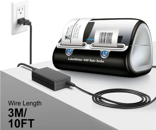 Vista 2 de [Listado UL] HKY Adaptador de repuesto Dymo DC 24V adaptador de alimentación Cable de alimentación para 4XL 5XL 310 315 320 330 400 450 450SE 550
