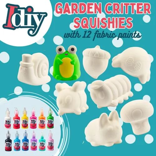 Vista 2 de Kit de manualidades Jumbo Squishy Toys (paquete de 8 criaturas de jardín) – Pinta tus propios Squishies de levantamiento lento para niños – Incluye