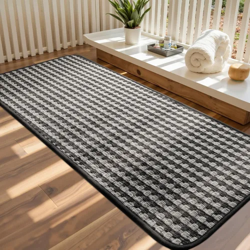 Vista 19 de Tapetes de baño antideslizantes delgados para debajo de la puerta, tapetes de baño de secado rápido absorbentes con respaldo de goma trenzado