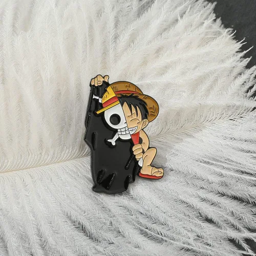 Vista 5 de Alfileres esmaltados de anime Luffy, broche de metal para cosplay de anime, insignias de solapa para mochila, bolsa, ropa, regalos para hombres