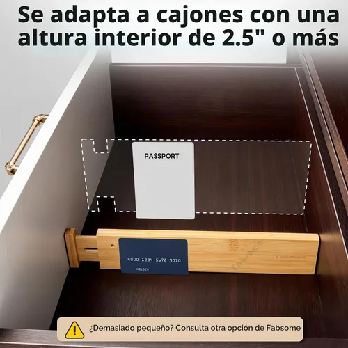 Vista 4 de Fabsome Paquete de 6 separadores de cajones, organizadores de bambú para ropa, calcetines, ropa interior, ropa de bebé, separadores de madera