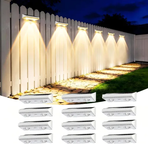 Vista 18 de Luces solares para valla al aire libre, paquete de 6 luces de valla Negro