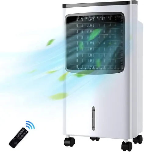 Vista 2 de Enfriador de aire evaporativo de 29 pulgadas, enfriador de aire oscilante ancho 3 en 1 con humidificador, control remoto, 2 paquetes de hielo
