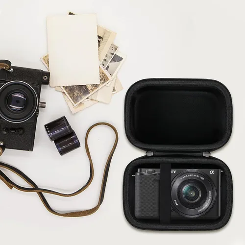Vista 7 de BOVKE Funda de transporte de viaje compatible con Sony Alpha ZV-E10 – APS-C cámara digital de vlog sin espejo con lente intercambiable