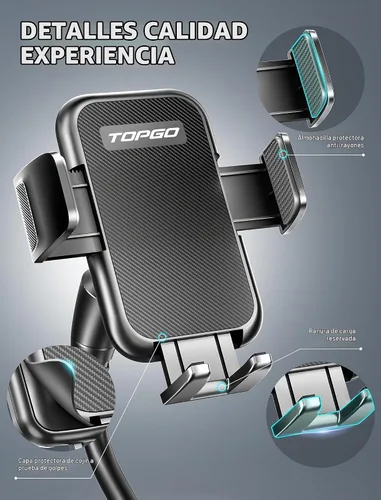 Vista 5 de Soporte de Portavasos para Auto, Soporte Universal Ajustable de Cuello de Cisne para Celular, Soporte de Coche para iPhone 14, Samsung, LG (Negro)