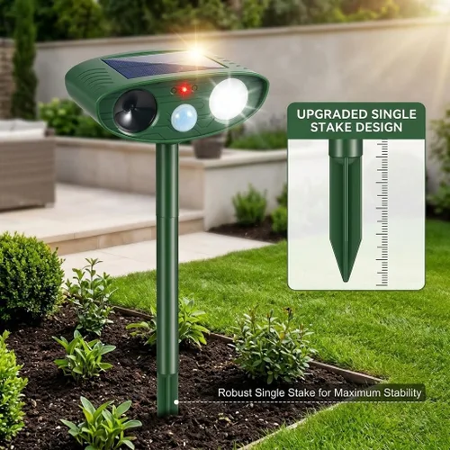 Vista 7 de Sonic Fortress Pro - Paquete de 2 dispositivos repelentes de ciervos para plantas, repelente solar ultrasónico de animales al aire libre