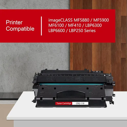 Vista 2 de 119 CRG119 Cartucho de tóner negro de alto rendimiento (paquete de 1) – Reemplazo de tóner compatible con PINOS 119 para impresora Canon 119 Toner