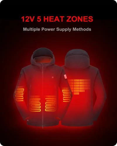 Vista 2 de DEWBU Heated Jacket Polar Fleece with 12V Battery Pack Soft Fleece Electric Heating Hoodie