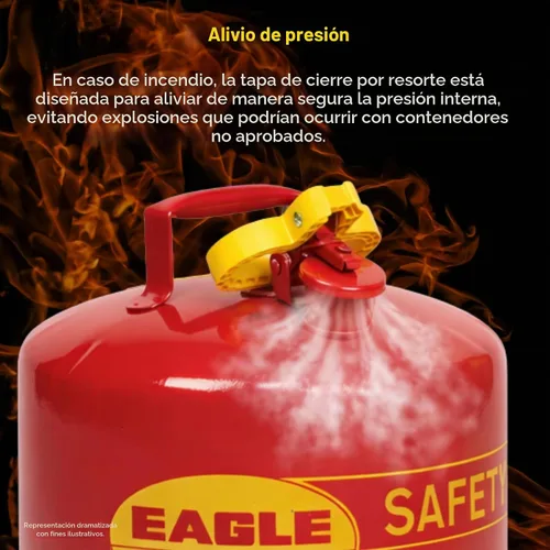 Vista 5 de Eagle Lata de gas de seguridad roja tipo I de 1 galón para gasolina Rojo