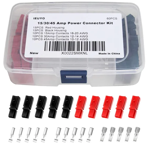 Vista 3 de Kit surtido de conectores de alimentación, terminales de batería de desconexión rápida y terminales modulares (AWG16-20, 15 amperios) - 96 PCS/24