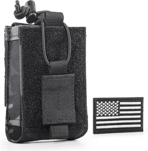 Vista 7 de OneTigris Funda de radio para BaoFeng UV-5R BF-F8HP Bolsa de nailon MOLLE para Walkie Talkie Rifle Mag (negro) Fit BaoFeng UV-5R BF-F8HP,w/ USA