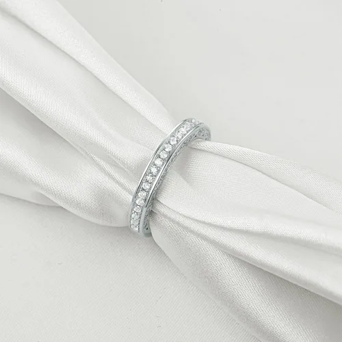 Vista 5 de Newshe Jewellery Banda de Boda Apilable Anillos de Compromiso de Circonita Cúbica para Mujeres Plata de Ley 925 Eternidad Aniversario Nupcial