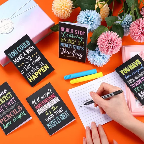 Vista 4 de Outus 24 blocs de notas inspiradores, cuaderno motivacional, cuaderno de bolsillo pequeño, cuaderno inspirador para escuela, oficina, viajes