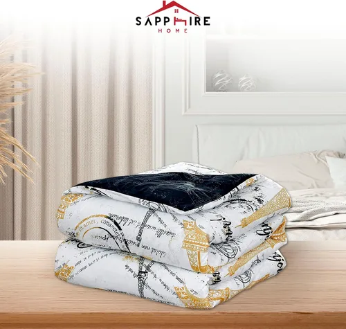 Vista 4 de Juego de edredón Sapphire Home de 7 piezas para cama tamaño queen/king con fundas de almohada, diseño de la Torre Eiffel de París, color negro